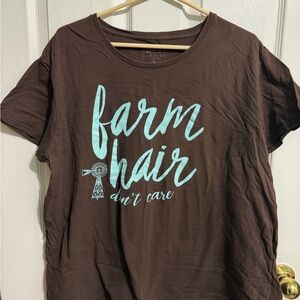 Farm Hair Don't Care Brown Tee